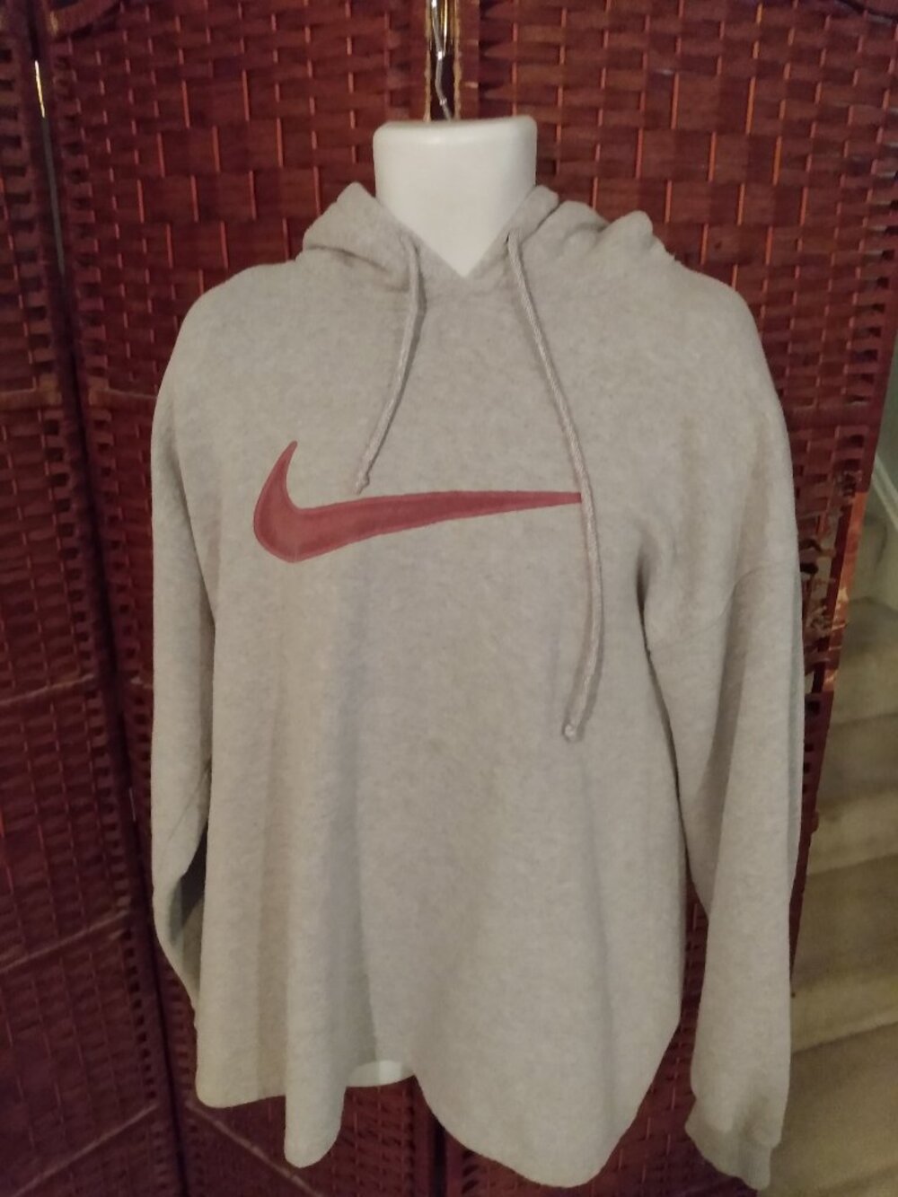 Vintage 90s Nike Hoodie Sweatshirt XL Big Swoosh Grey Gray